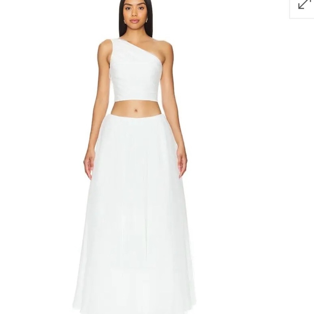 MAJORELLE White Layered Tulle Maxi Skirt